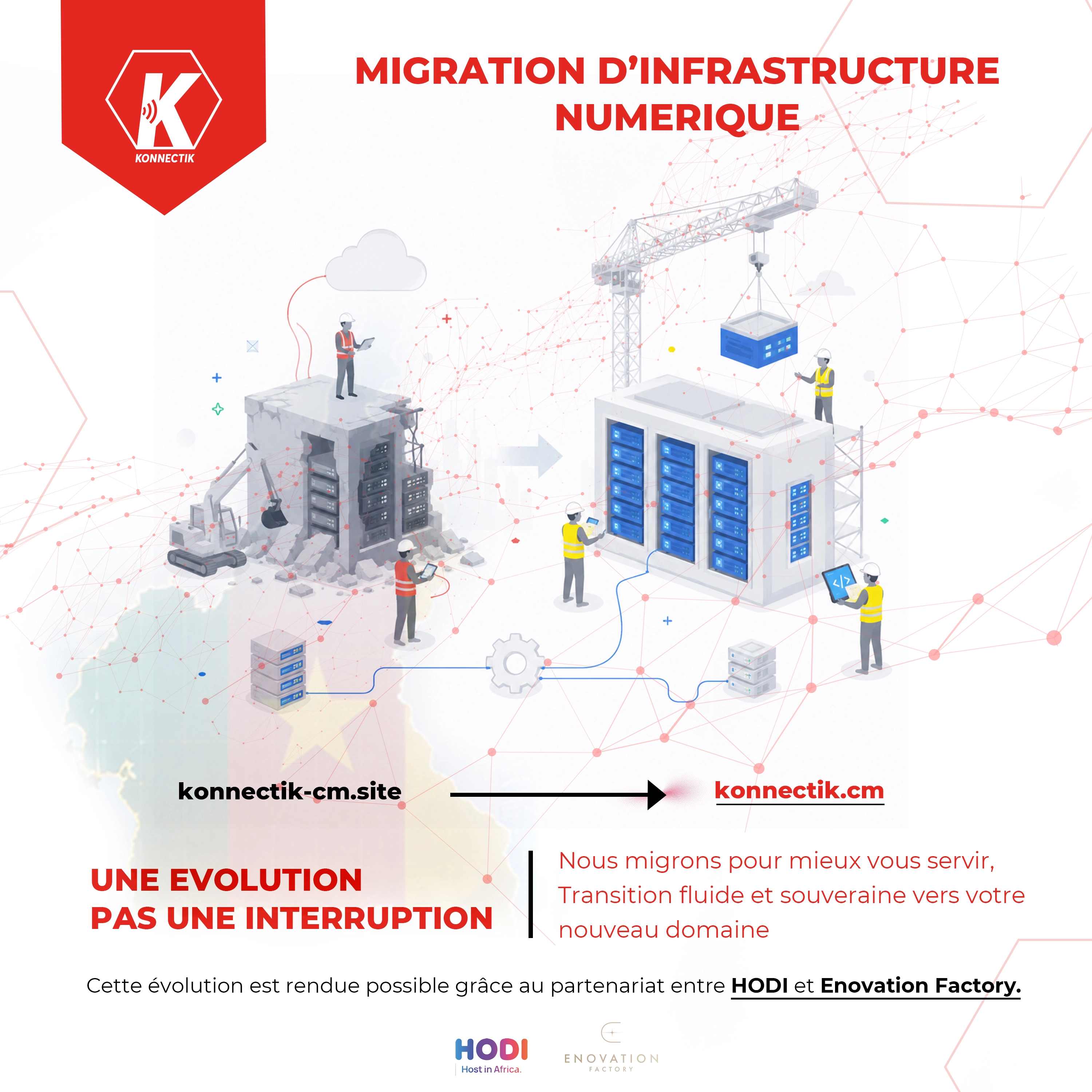 Migration d'infrastructure numérique — konnectik-cm.site vers konnectik.cm